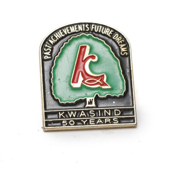Vintage 1994 Camp KWASIND Christian Enamelled Metal Pin 50 Year Summer Religion - Picture 1 of 4